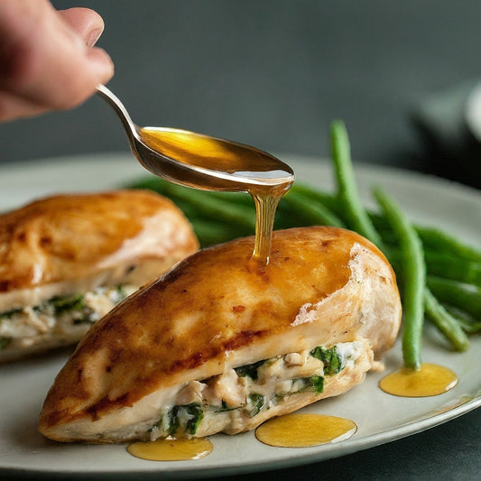 Chardonnay Glazed Chicken Stuffed Spinach & Artichoke
