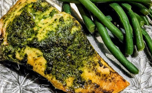 Basil Chardonnay Pesto made with Berkshire Chardonnay with Lemon & Rosemary Wine Jelly