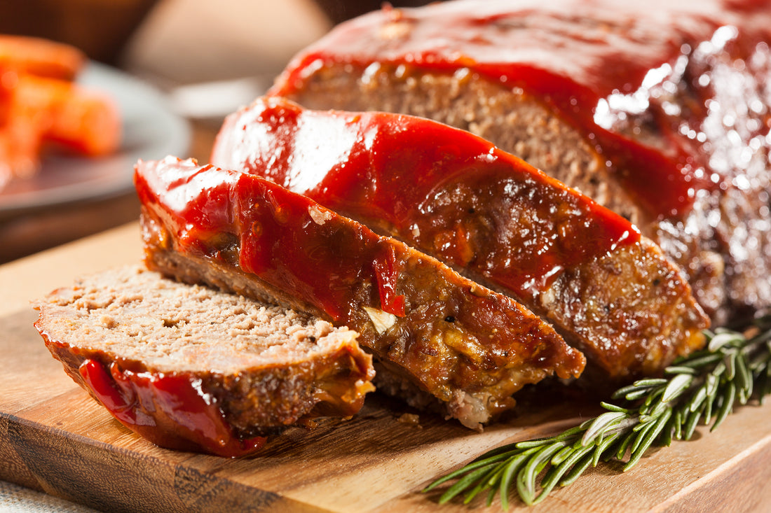 Meatloaf topped with Merlot Wine Jelly Barbecue Sauce